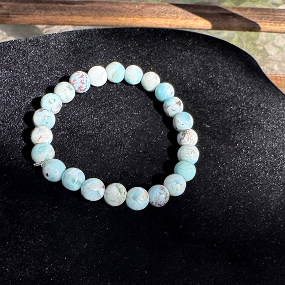 Elegant 8mm Larimar Beaded Bracelet (Dominican Republic) - Picture 2 of 4